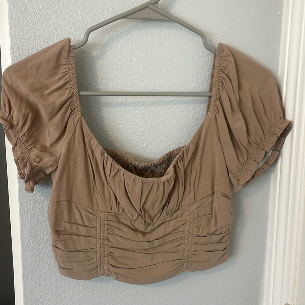 NWT brown ruffled top
